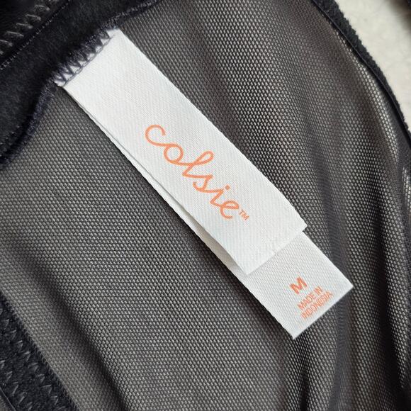 NWT Black Mesh Faux Leather Cropped Bustier Tank Sz Medium - Picture 6 of 6